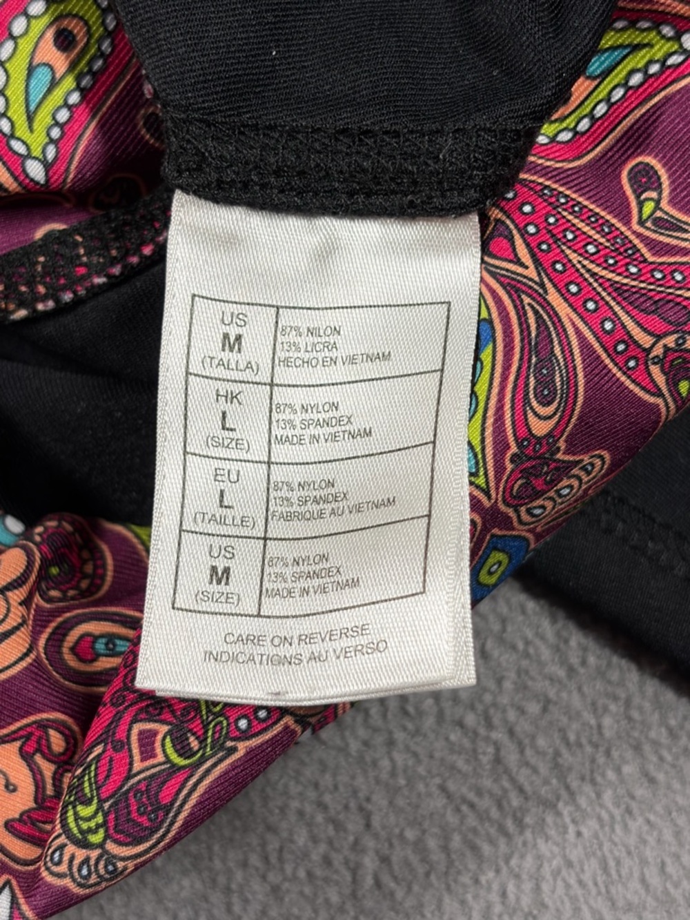 Disney Parks Black Capri Leggings with Pink Purple Mickey Patterned Waistband - Picture 7 of 10